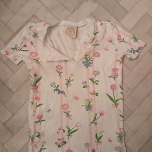 The Beaufort Bonnet Company White and Gold Embroidered Shirt